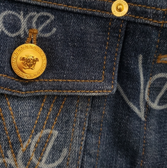 ***SOLD***100% Authentic Versace Logo Denim Jacket - Picture 11 of 13